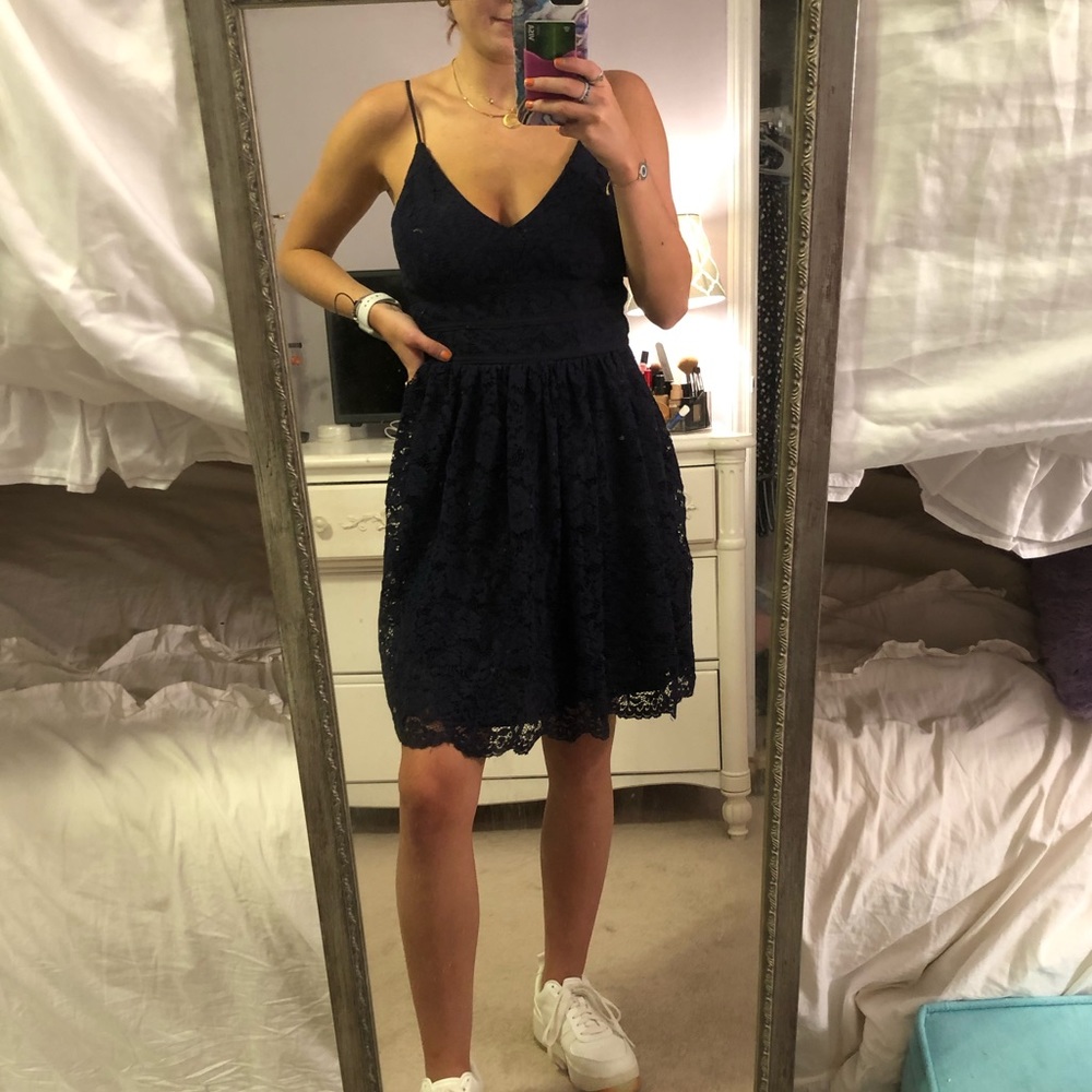 Navy Blue Lace Dress